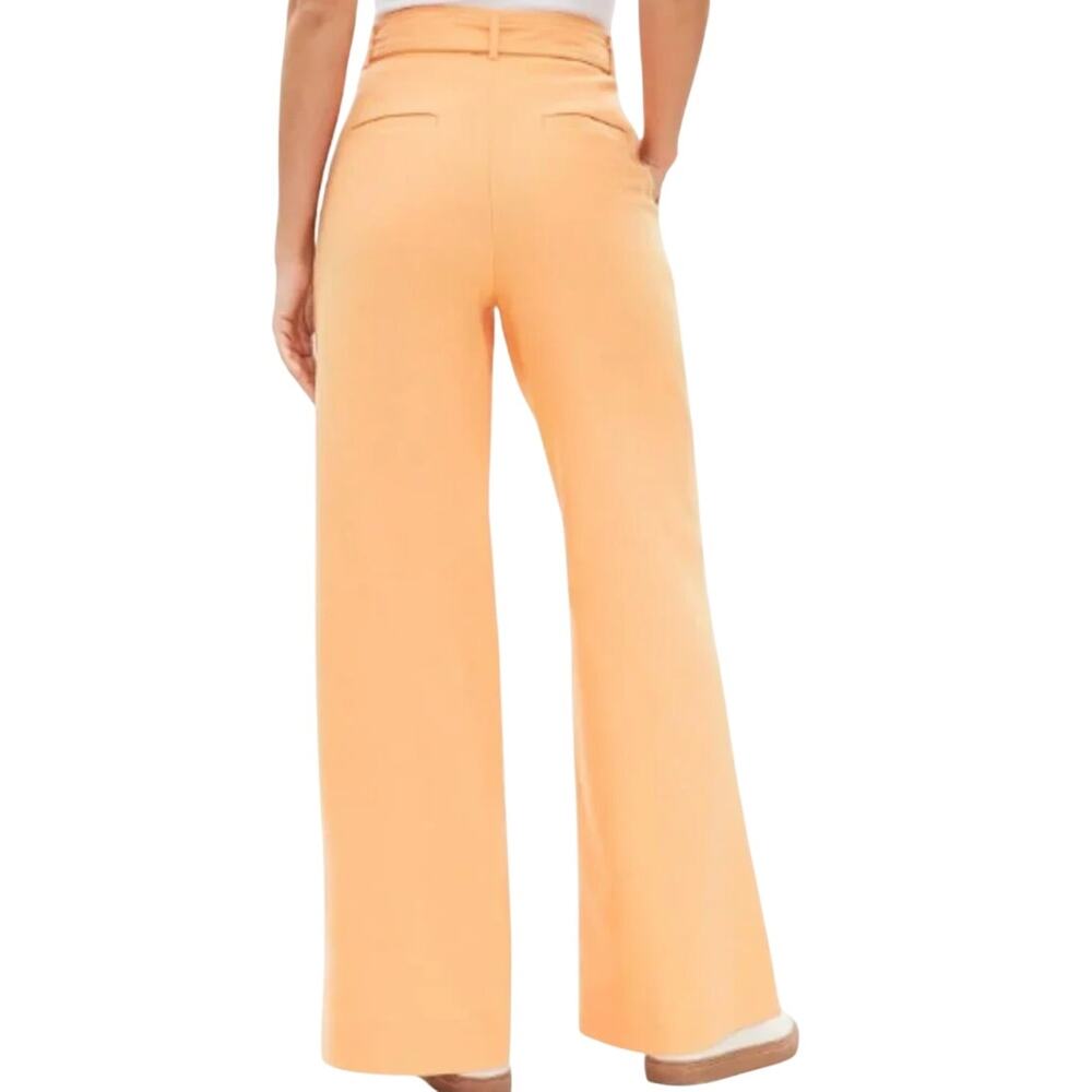 LOFT The Peyton Pastel Orange Cotton Linen High Rise Wide Leg Trouser Pants - Picture 2 of 9